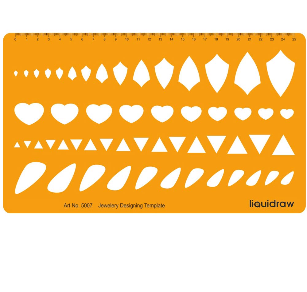 Liquidraw Jewellery Design Templates Stencil, Jewellery Making Template Stencils - Hearts, Stones & Shapes