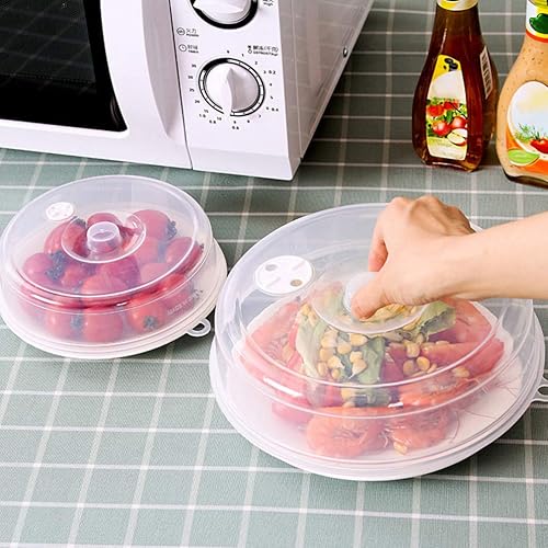 Miniatura 3 de YARDWE 2 tapas redondas de silicona para alimentos, tapas de silicona reutilizables aptas para microondas lavavajillas refrigerador, reutilizables,