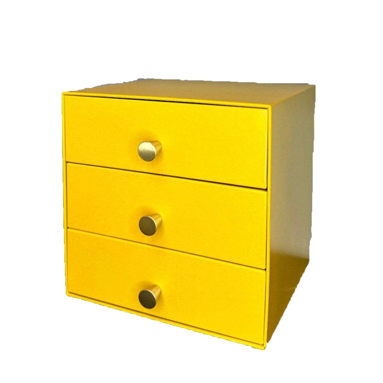 GUODDM Metal Tabletop Supplies Organizer With Drawers, Multicolor Storage Box With Handles, Desk Sundries Cosmetics Multi-layer Simple Cabinet Chest For Organization(Yellow)