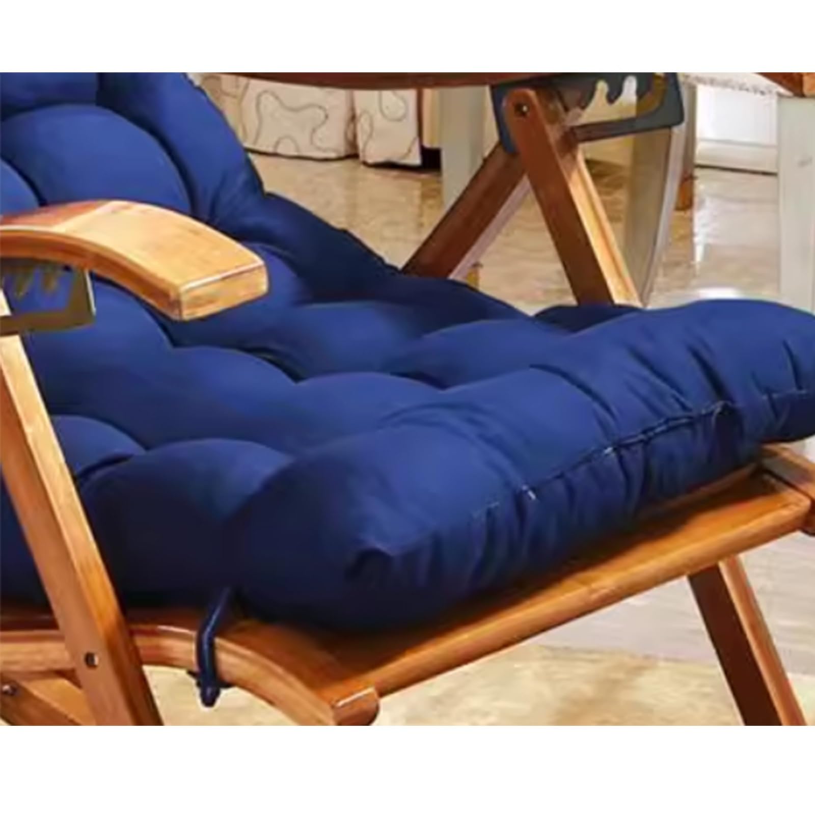 Sedile Imbottito Spesso Cuscino Imbottito,Patio Pieghevole Cuscini for Sdraio da Giardino Rimovibile Cuscino Imbottito for Garden Sun Lounger(Navy Blue,53 * 158cm)