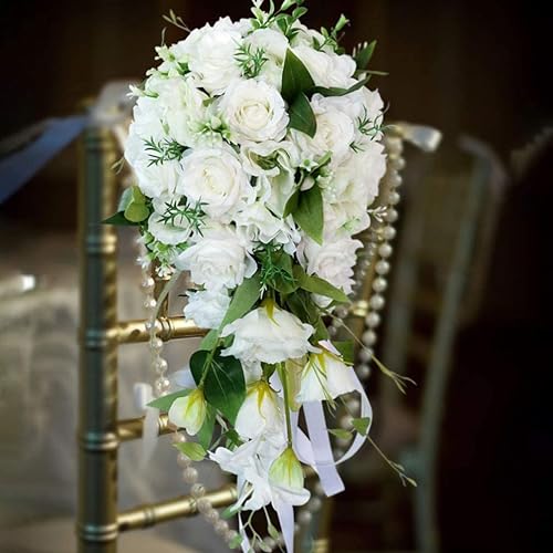 Miniatura 2 de Ramo de flores de rosas para boda, ramo de flores de simulación de flores para boda, fiesta, decoración del hogar