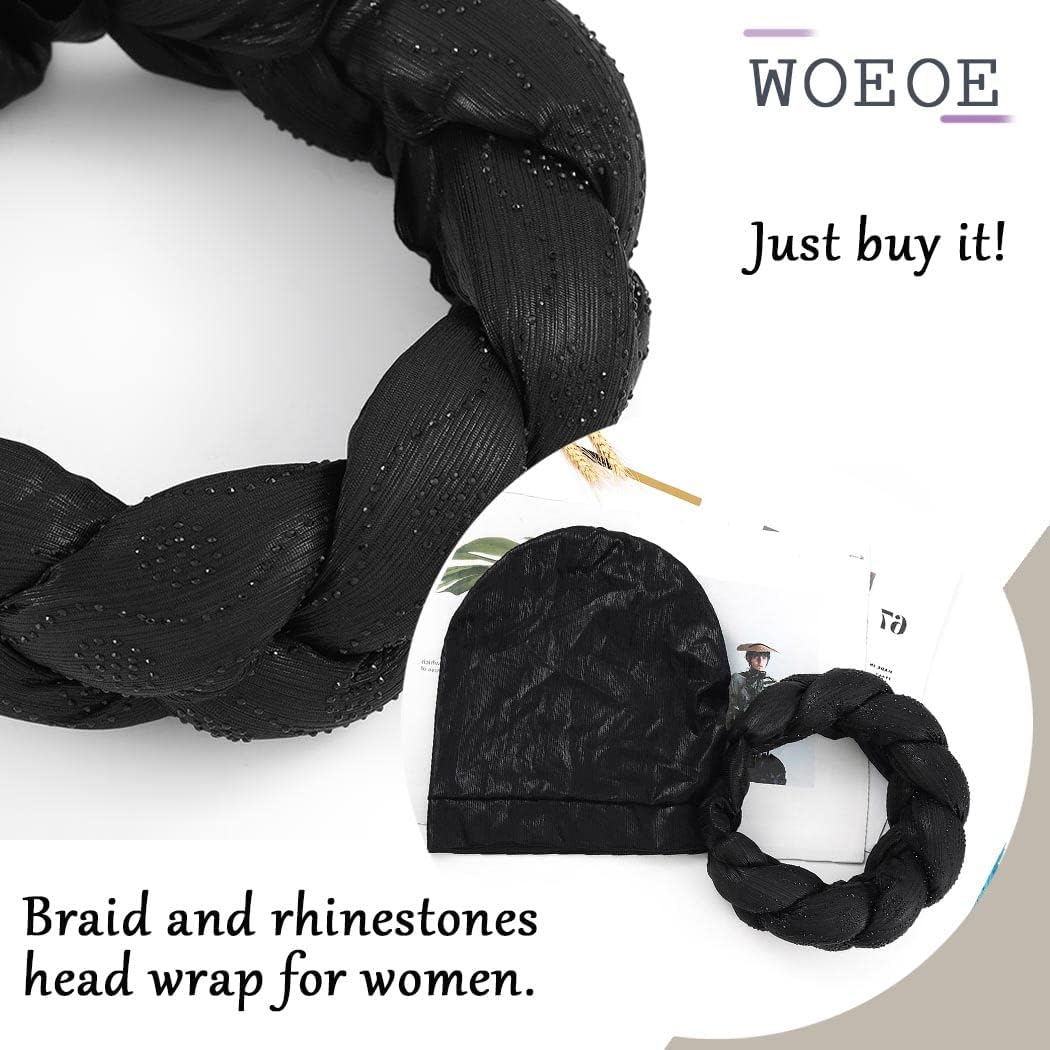 Woeoe African Headwrap Gold Braided Turbans for Women - Image 5
