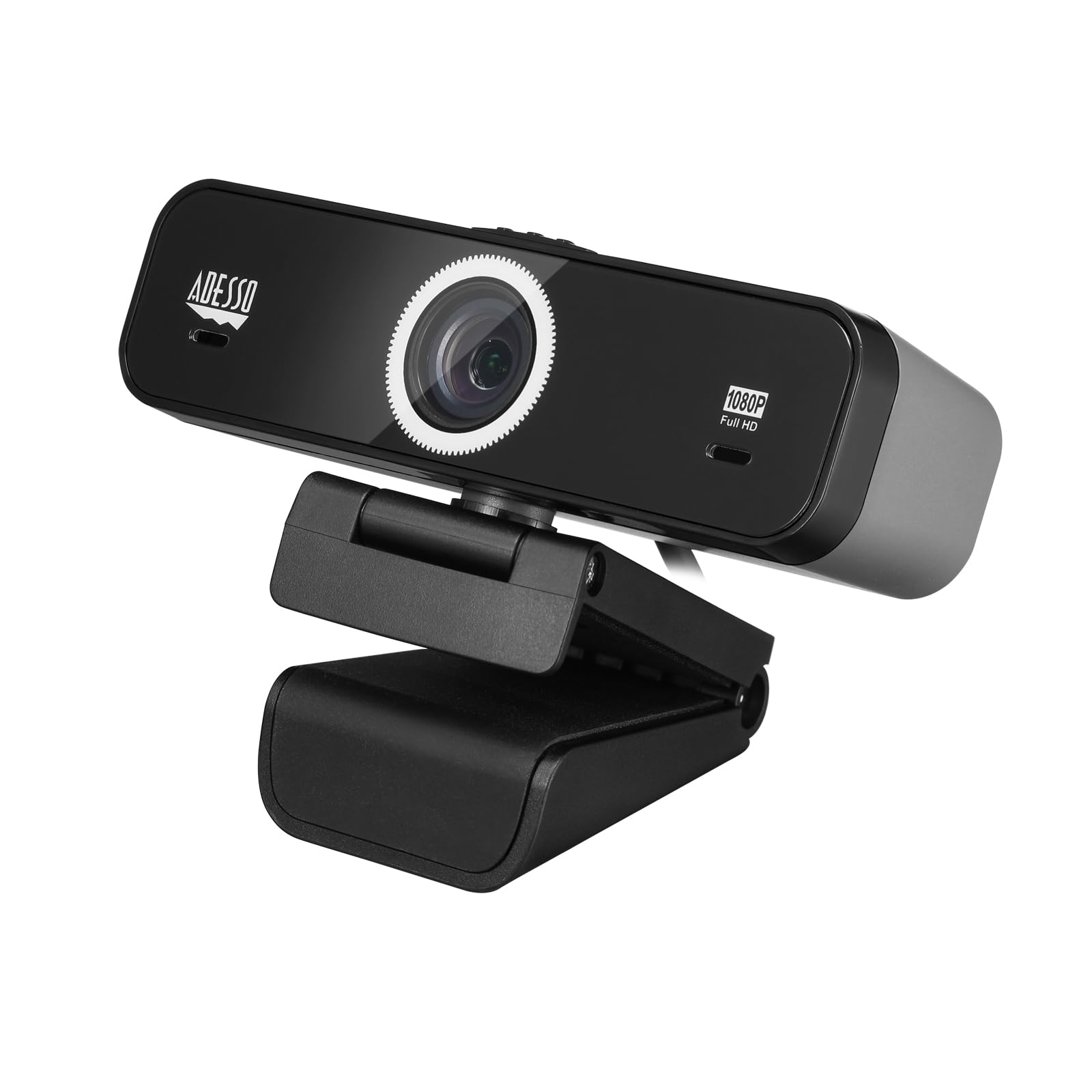 AdessoCyberTrack K1 1080P Full HD Fixed Focus USB Webcam with Adjustable View Angle Built-in Dual Microphones, Privacy Shutter, Audio/Video Mode Privacy ON/Off Switch & Tripod Mount