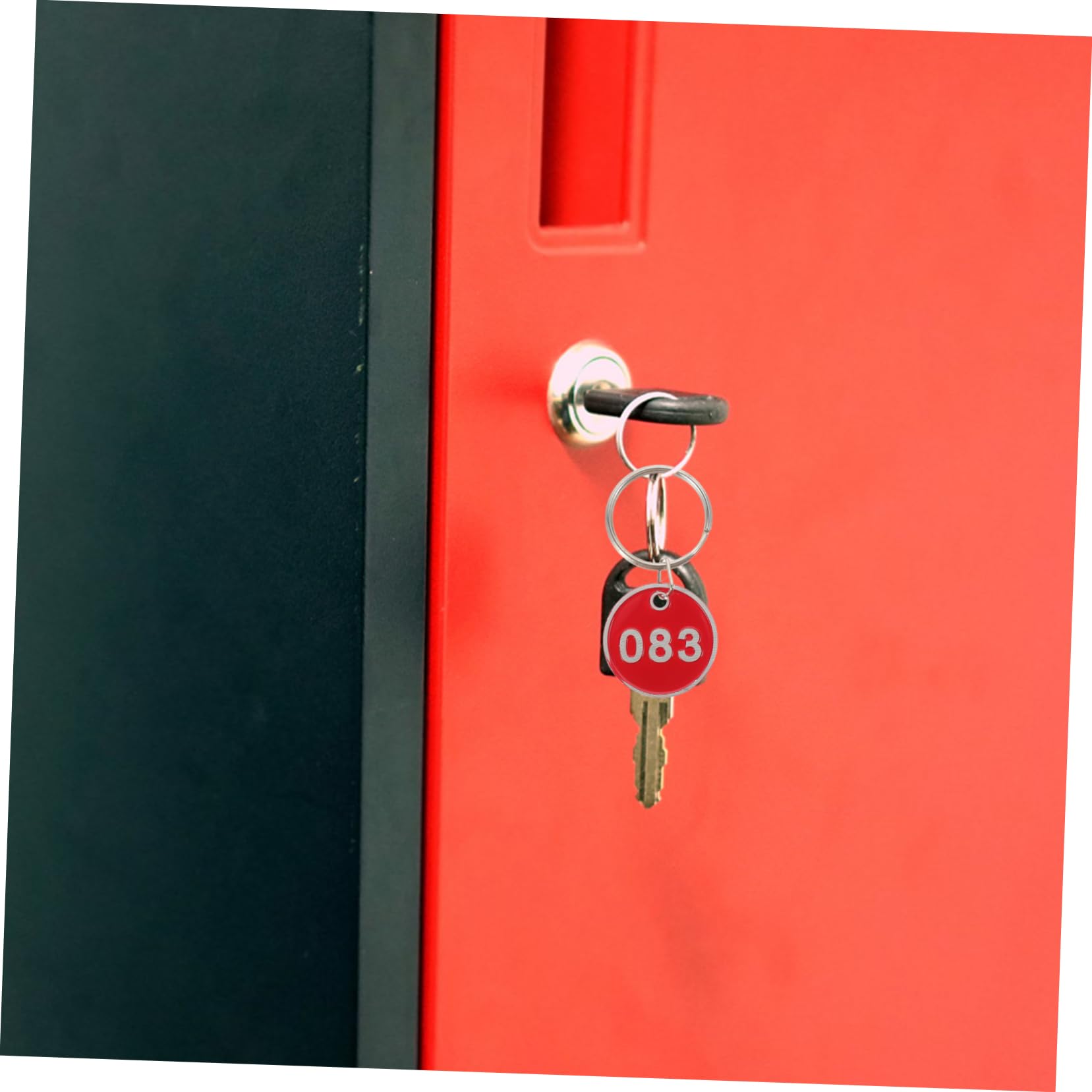 LIFKOME Targhette Numerate per Organizzare Chiavi 100 Pezzi in Lega di Alluminio Rosse Anello per Portachiavi di Armadietti e Valigie in Hotel e Ristoranti