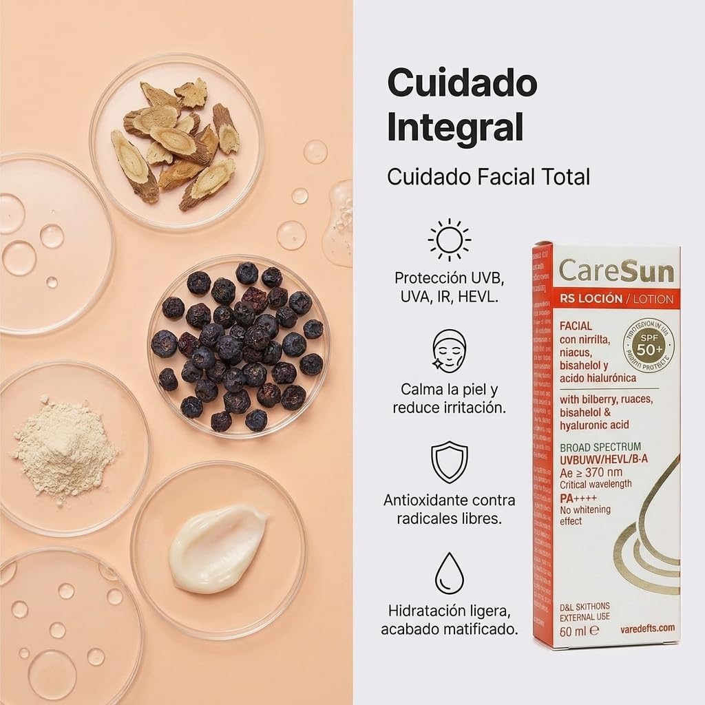 Kit Solar | Caresun RS, Caresun Gel Tacto Ligero, Despiderm | Protección UVB UVA IR HEVL | Antioxidante para Piel Sensible, Reactiva y Rosácea | Acción Calmante | Uso Diario