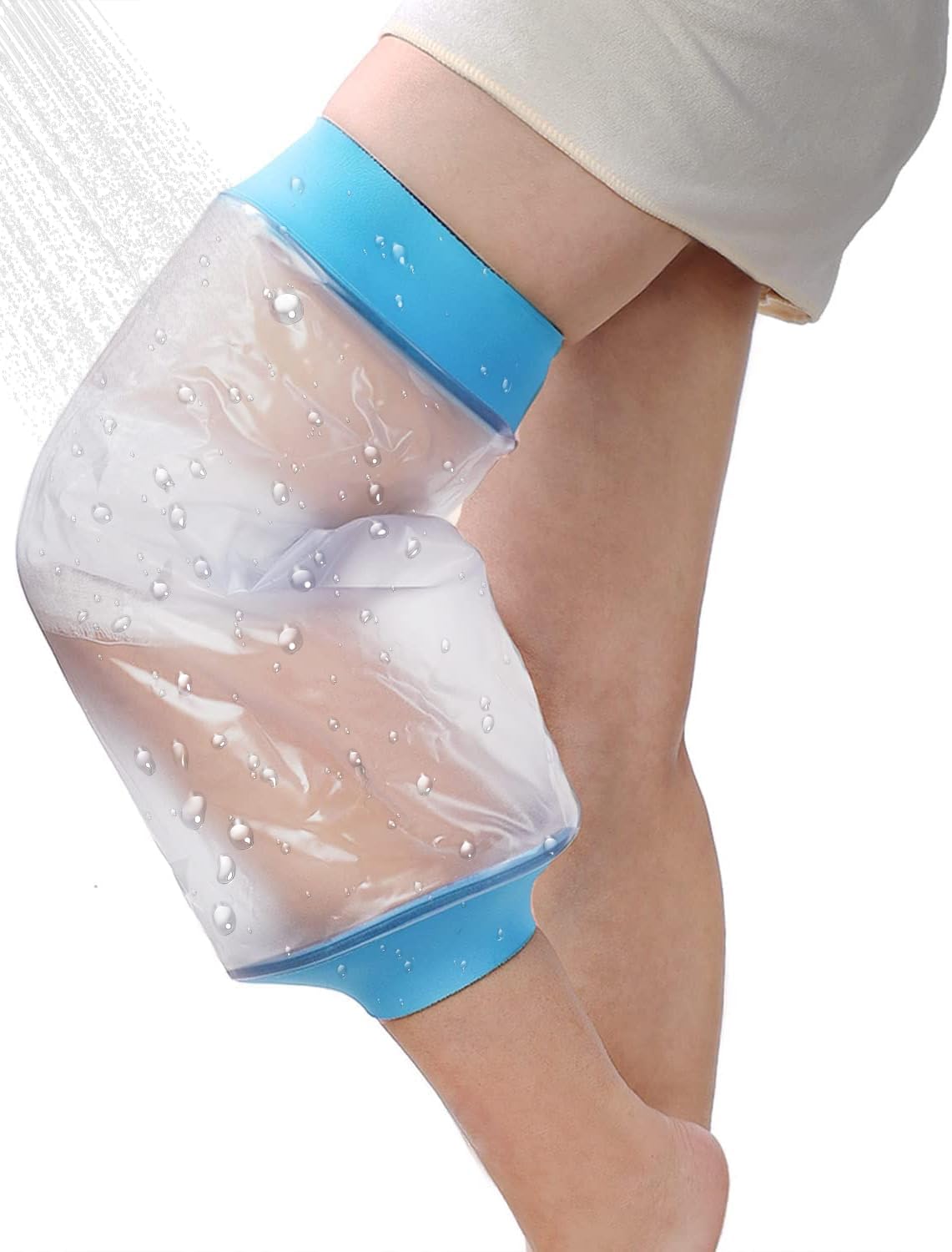Asunby Knee Cast Cover for Shower Waterproof Bandage Cast covers Protector for Knee Replacement Surgery, Wound, Burns Watertight Protection Reusable