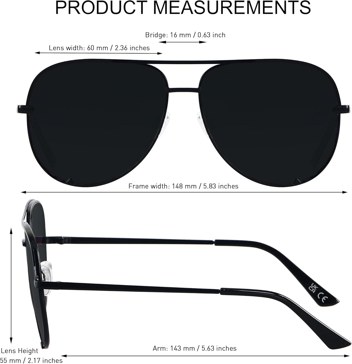 ANDWOOD Oversized Aviator Sunglasses for Women Men Big Large UV Protection Fashion Sun glasses - Image 6