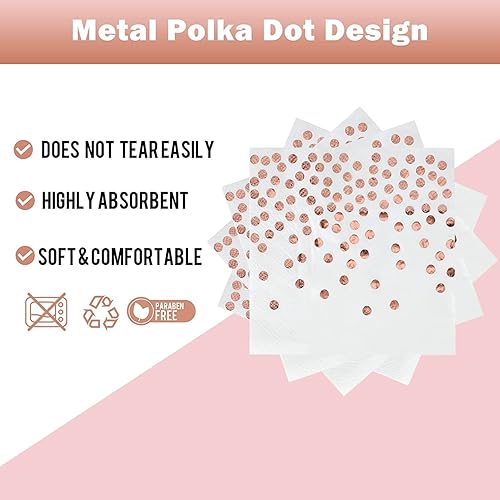 Miniatura 38 de Platos de papel negro y oro rosa, paquete de 100, platos llanos de 50 x 9 pulgadas y servilletas de 50 x 6.5 pulgadas, platos de papel negro y negro