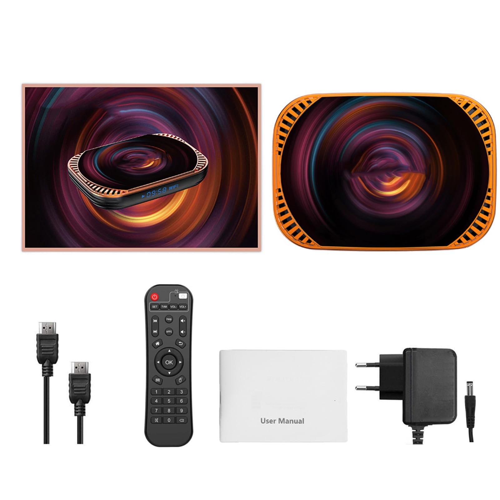 Urządzenie TV Box 8K z 4 GB pamięci RAM, czterordzeniowym procesorem S905X4 (4+128G wtyczka UE)