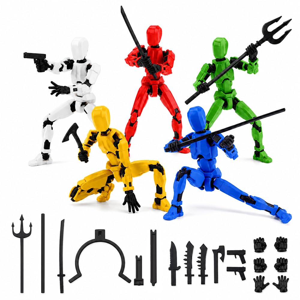 WDKXCN T13 Action Figure, 5 Pack T13 Action Figure Already Assembled, Strong and Durable Figures, Magnetic Multi-Jointed Movable Robot Toys, 3d Printed Multi-Jointed Toy for Game Lovers
