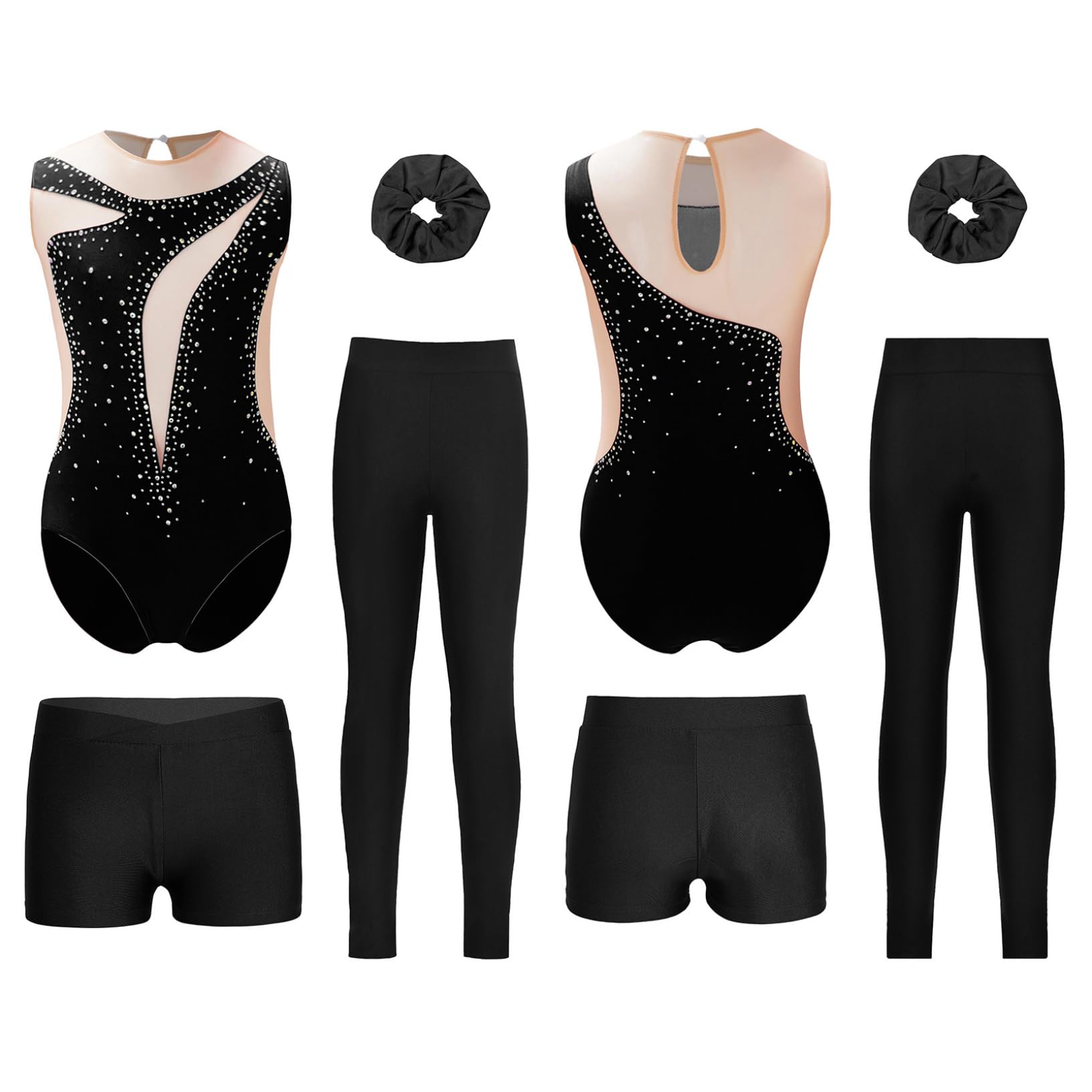 Oyolan Pezzo Insieme Ginnastica Bambina Bambini Rompers E Legging Short Dolce Abito Danza Ginnastica Patinaggio Sport E Fitness