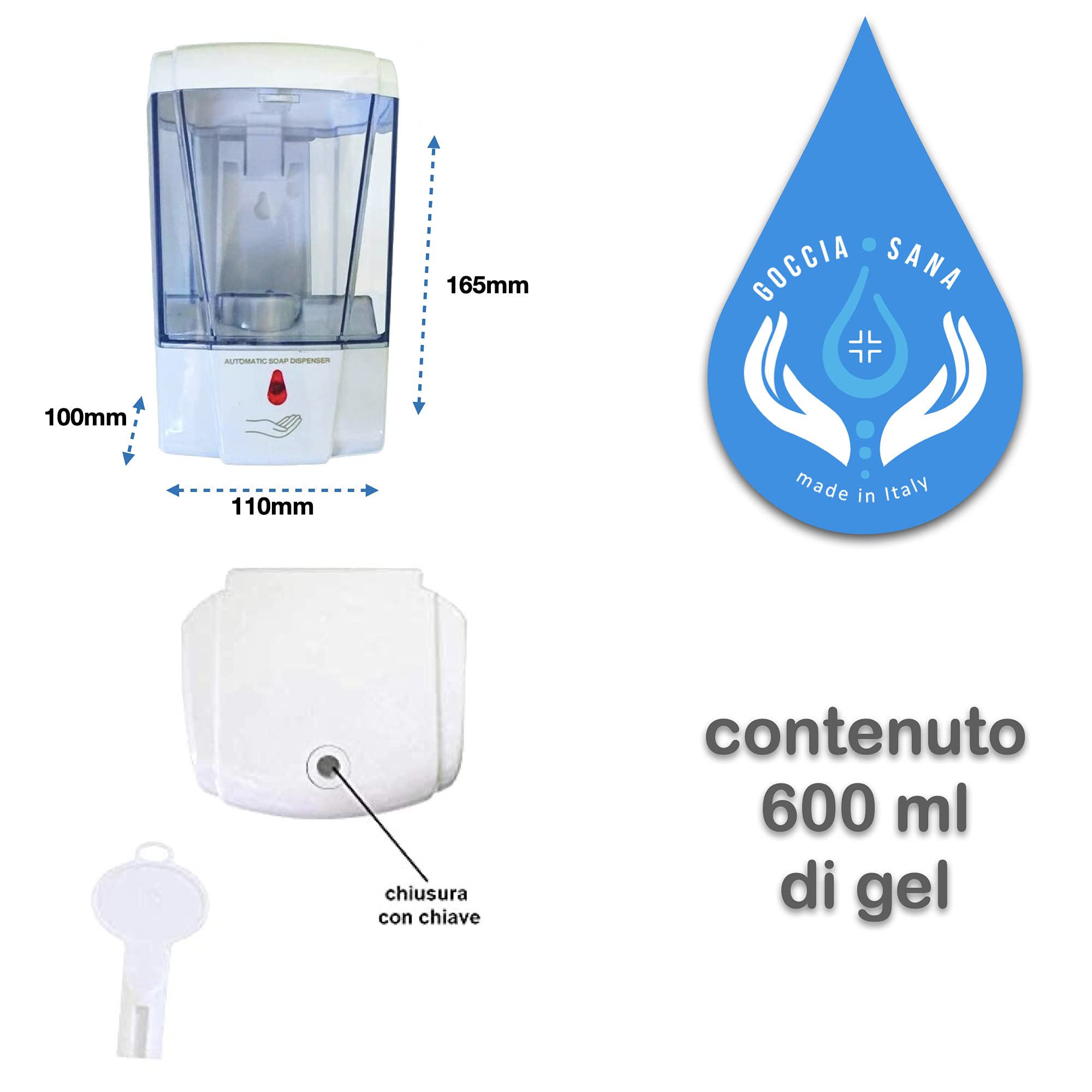 Dispensador de desinfectante manos mesa | dispensador gel hidroalcoholico Gocciasana | Dispensador de desinfectante manos automático