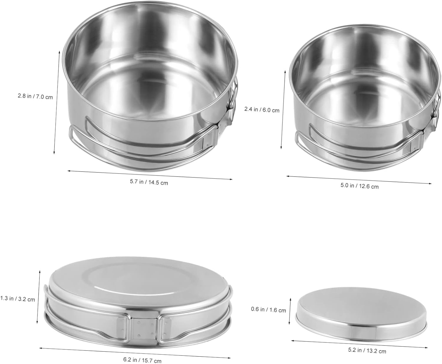 BESPORTBLE Stainless Steel Cooking Utensils Folding Camping Cooking Utensils Pots Pan Outdoor Stackable Picnic