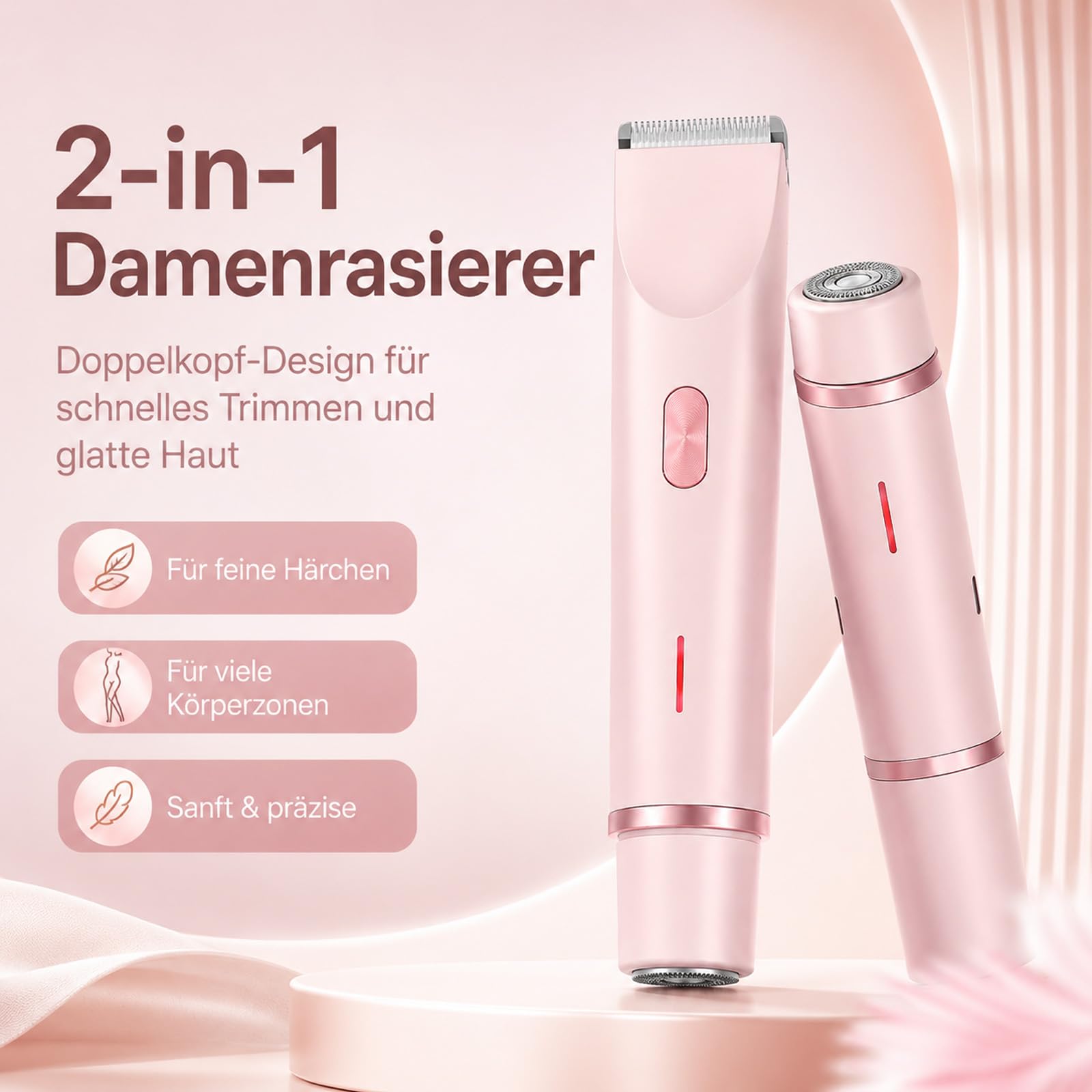 Aluvea Smooth Trim, Aluvea Smooth Trim Rasierer, 5-in-1 Damen Rasierer, IPX7 wasserdicht, ideal für Beine, Achseln, Bikinizone & Augenbrauen