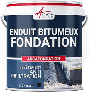 Enduit pour fondations, murs enterrés, bitumeux noir, hydrofuge, parpaing, béton, brique, bois : Arcafondation - 5 kg Noir - ARCANE INDUSTRIES