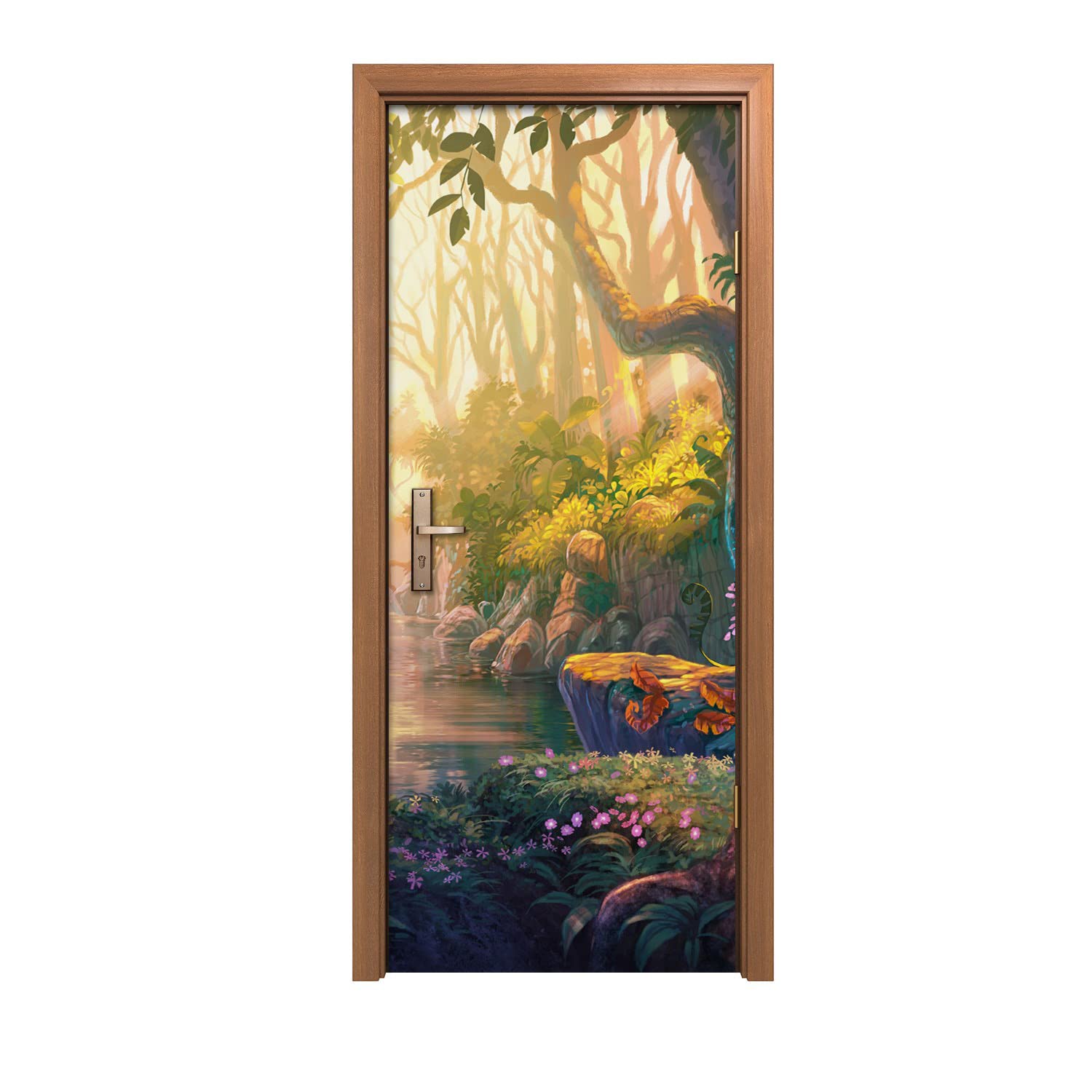 Fantasy Forest autocollant de porte au design panoramique grand format