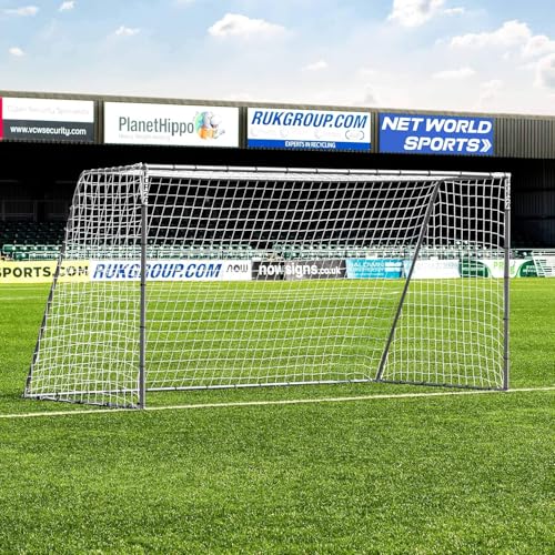 FORZA Steel42 Porterías de fútbol | Portería de Acero Resistente | Tamaño reglamentario, portátil con estacas para el Suelo y Kit de Rebote Opcional (Solo Portería, 3,7m x 1,8m)