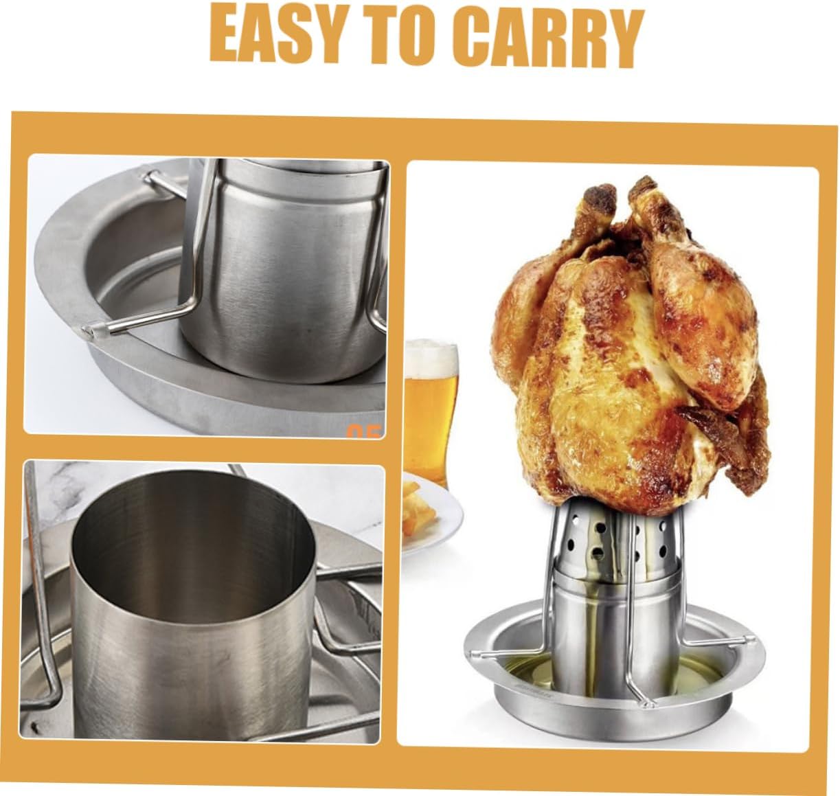 MERRYHAPY Chicken Roaster Tool Roast Rack Grilled Chicken Tray Purpose Grill Accessories for Outdoor Cooking