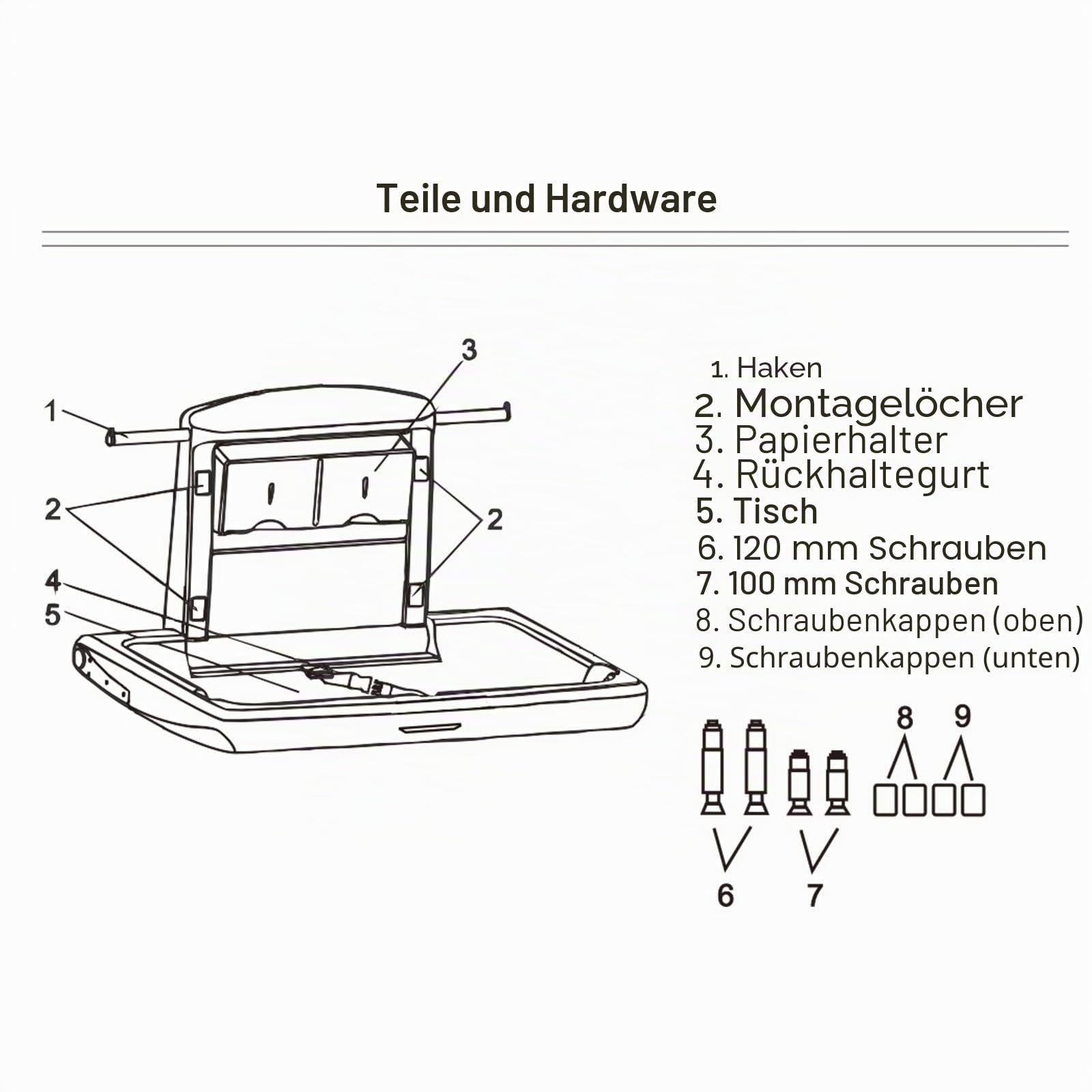 VEVOR Wickeltisch klappbar 85 x 57 x 47 cm HDPE Wickelstation