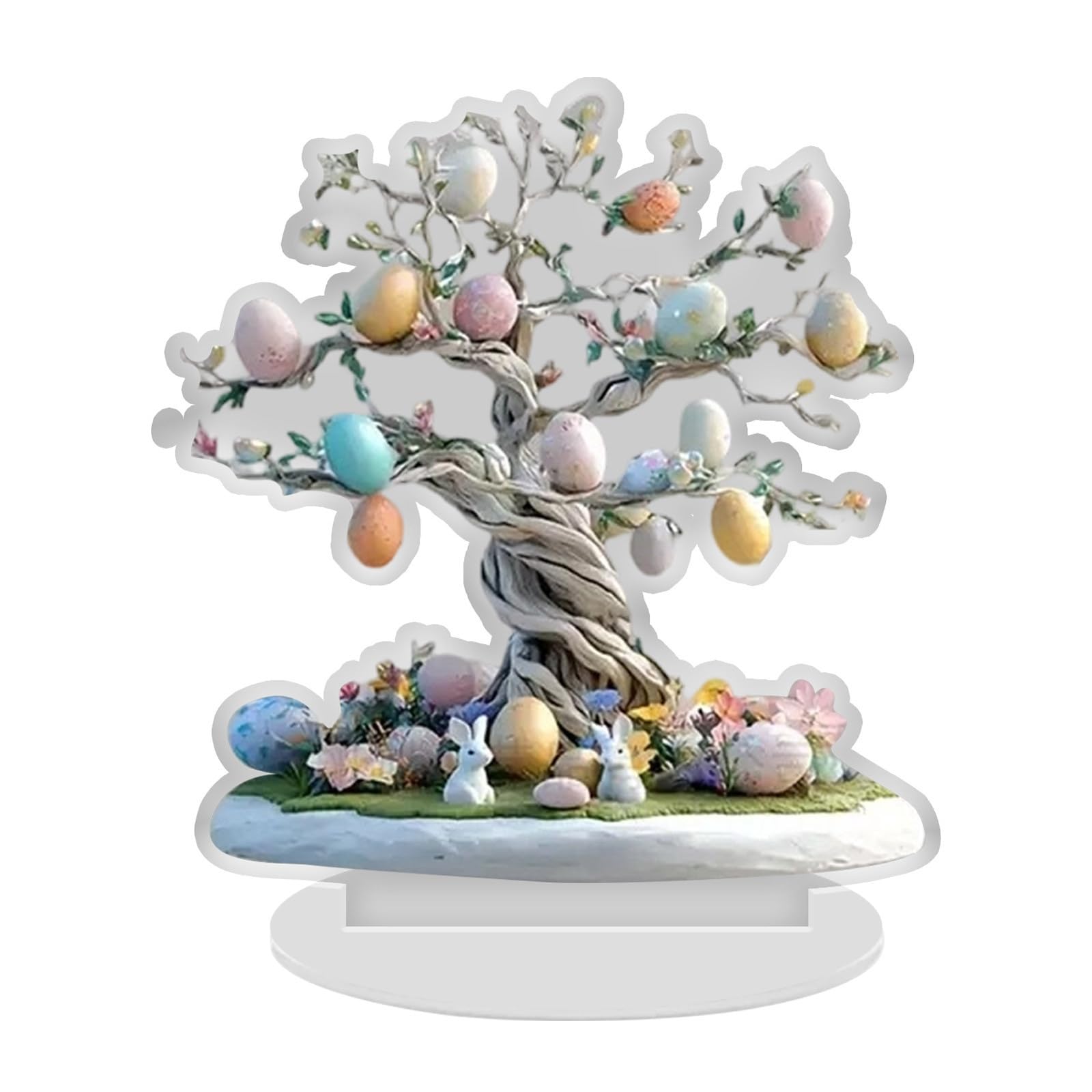 Psdndeww Bunnies Figurines Easters Decoration Table Centerpieces Acrylic Easters Eggs Rabbits Statue Rabbits Sculpture Home Decors Acrylic Figurines