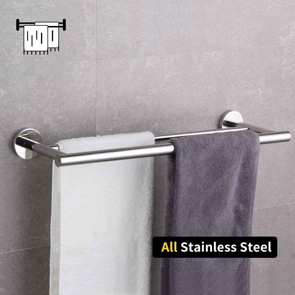 Buу 1 gеt 1 🔥 GERZWY 4-Piece Bathroom Accessory Set SUS 304 Stainless Steel Double Towel Bar Toilet Paper Holder Towel Ring Robe Hook Wall Mount, Polished Finish