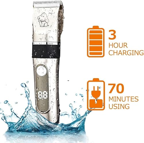 KAEFUYS 5 en 1 Máquina Cortar Pelo Mascotas Recargable IPX7 Impermeable Silenciosa y Velocidad Ajustable Cortapelos para Perros Profesional con Cortaúñas Peine Lima Tijeras y 6 Peines - imagen 5