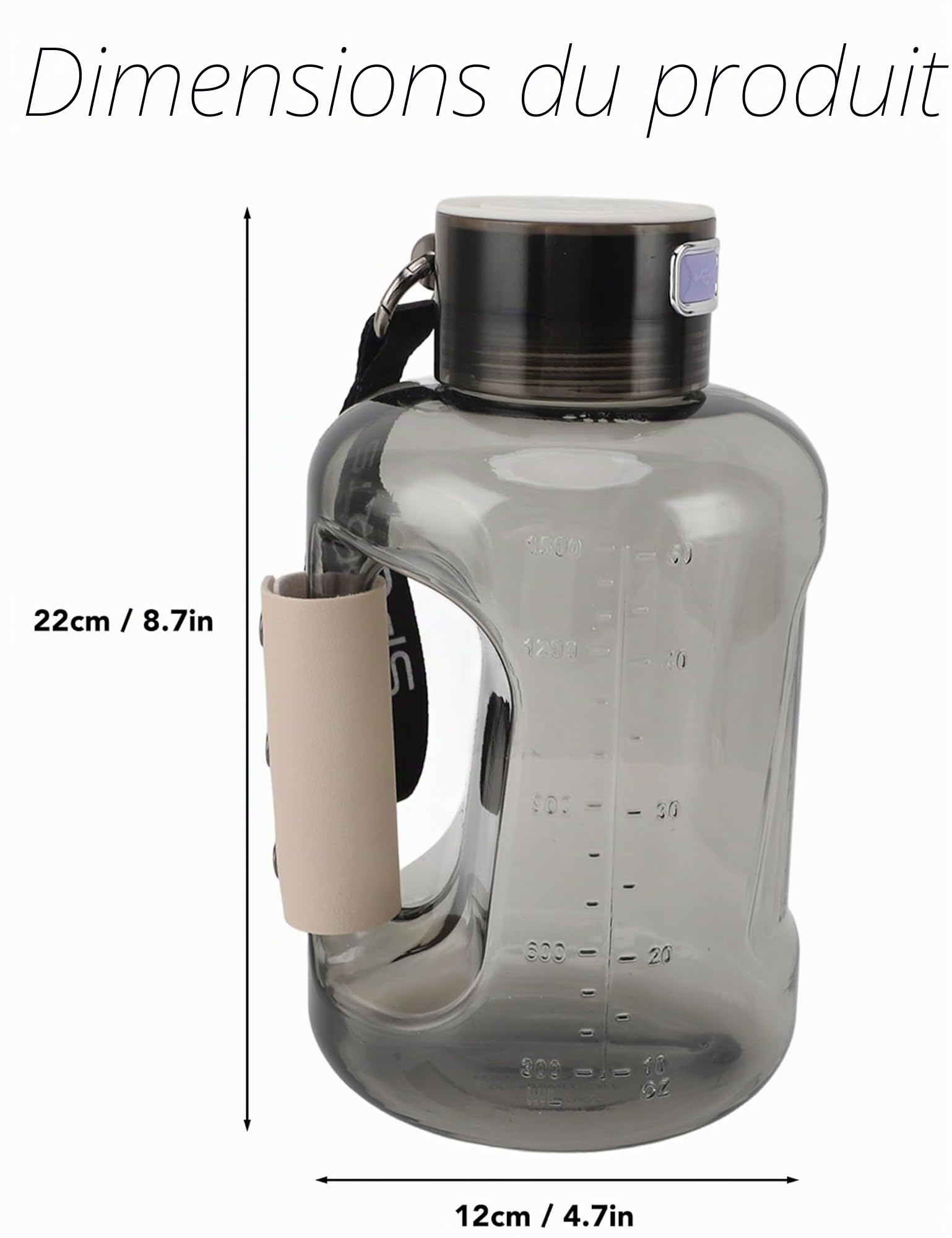 Bouteille d'Eau Hydrogène 1,5 L, Générateur SPE High Tech, Portable pour Fitness & Voyage