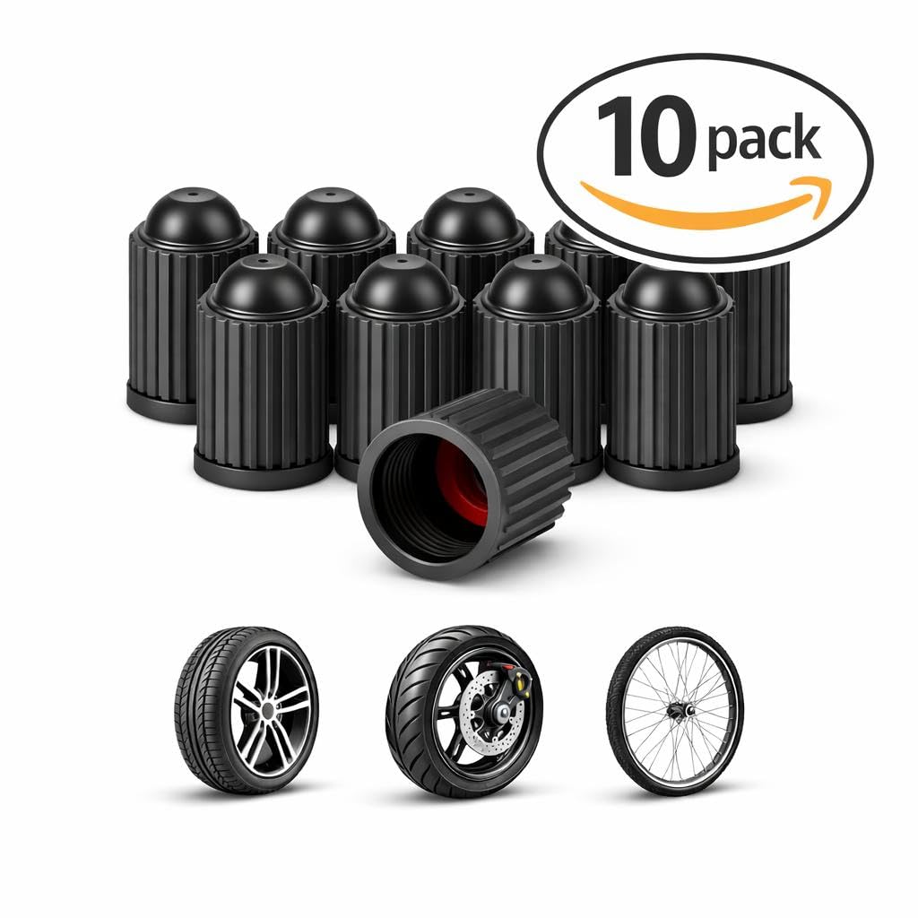 Pack de 8 Tapones de Neumaticos + 2 de Regalo con Anillo de Seguridad para Mantener la Presión, 10 Tapones Rueda Coche, Tapones de Válvulas Universales de Coche, Moto, Bicicleta,Patinete Electrico — view 8