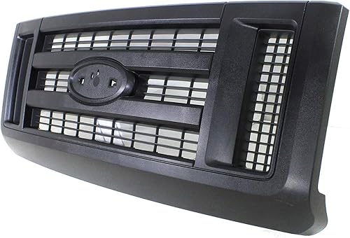 Miniatura 3 de Evan Fischer Conjunto de rejilla compatible con Ford E-150 2008-2014, se adapta a Ford E-250 2008-2014 pintado negro y rejilla de plástico insertado