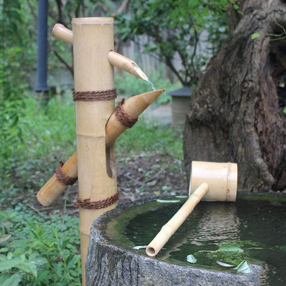 Fontana da Esterno Fatta a Mano, Pompa in bambù, Statua, Decorazione d'interni, Cascata da Giardino, Cascata d'Acqua, Giochi da Esterno in bambù. Ornamenti, Decorazioni.