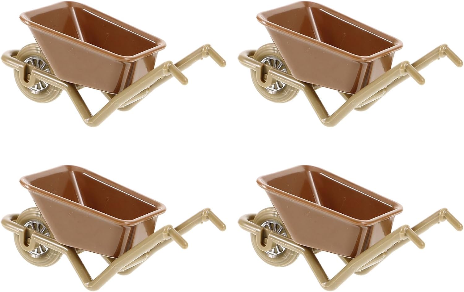 Yardwe Miniature Wheelbarrow Toy Set of 4 Small Plastic Dollhouse Accessories for Mini Landscape Decor and Photography Props