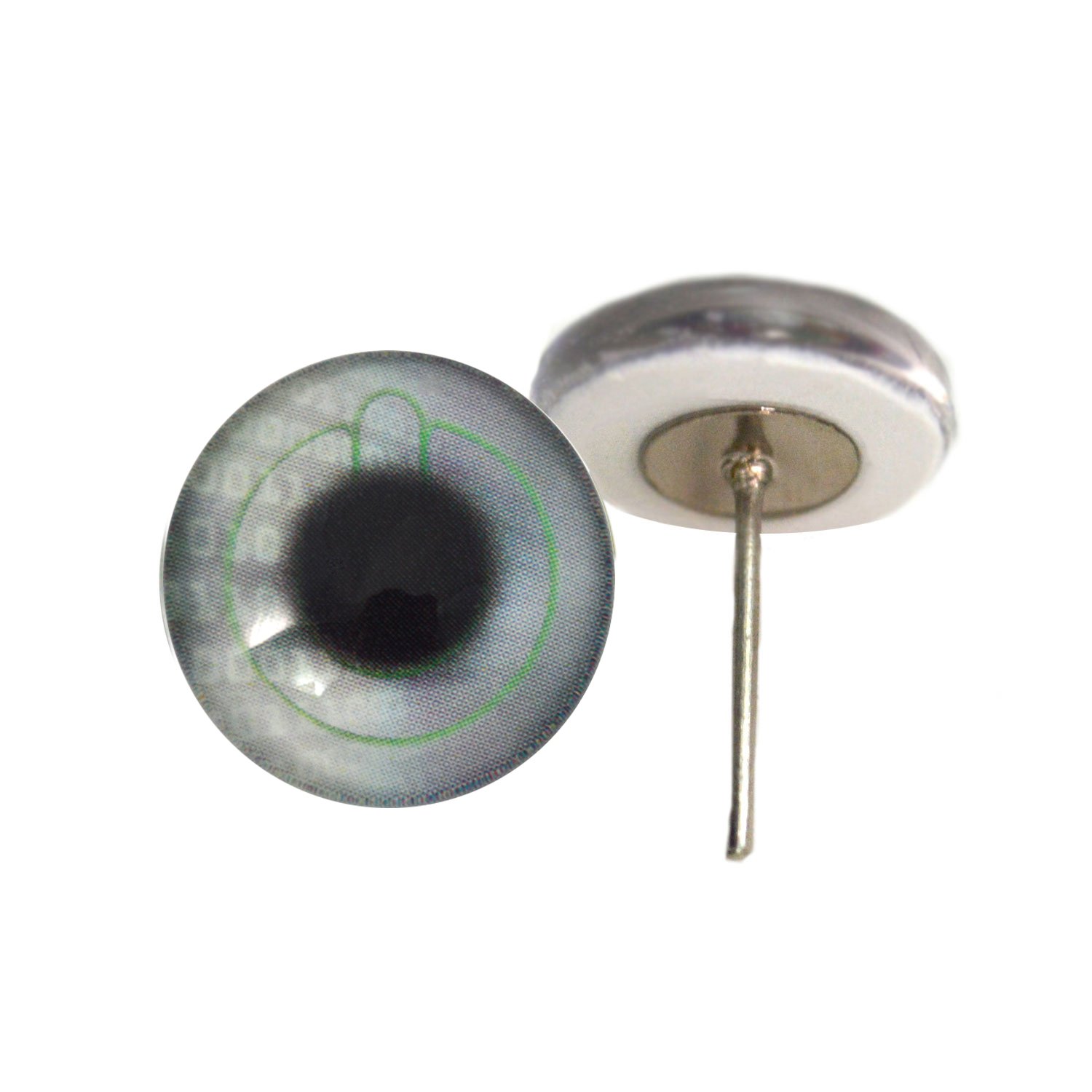 Computer Power Button Design Glas Augen auf Draht Pin Pfosten für Filz Doll Making und andere Handarbeiten 12mm grau