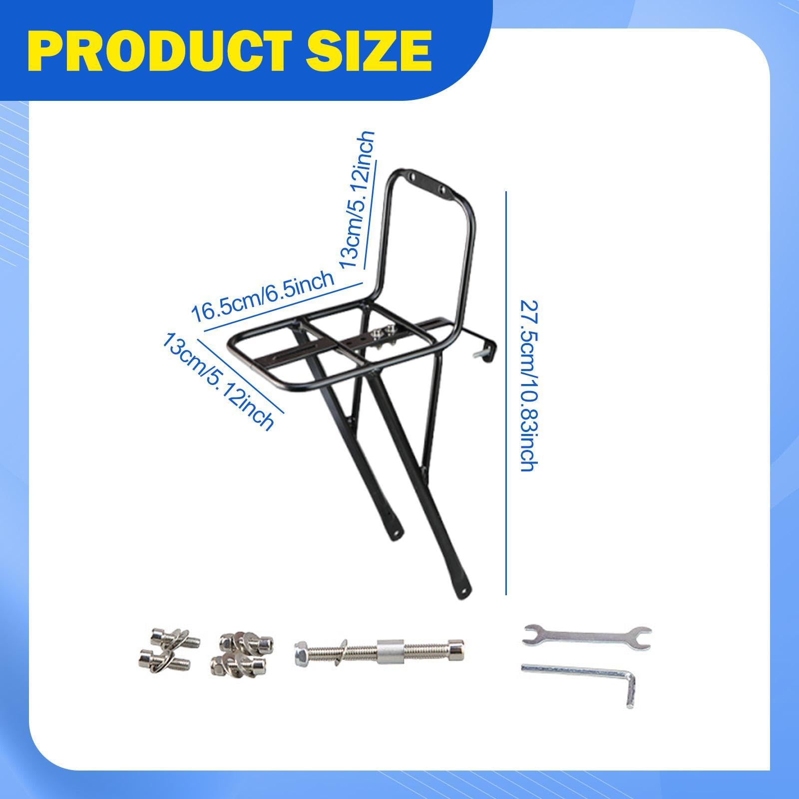 Gralara Porte-Bagages Vélo Avant Universel, Support Fourche Avant en Alliage d'Aluminium, Sacoche de Chargement, Rack Fourche pour Panier, pour Randonnée et Tourisme