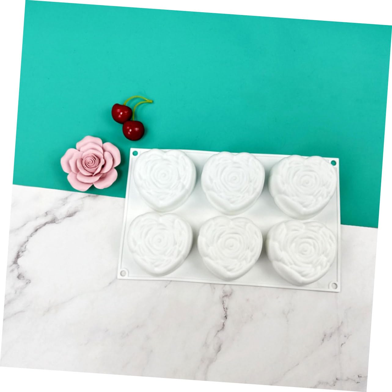 Alipis 4 Pièces moule rose d'amour Poêle en forme de Pâtisserie cube moule à gâteau moule cupcake moule à cupcake moules à chocolat en silicone moule de cuisson en silicone Gel de silice