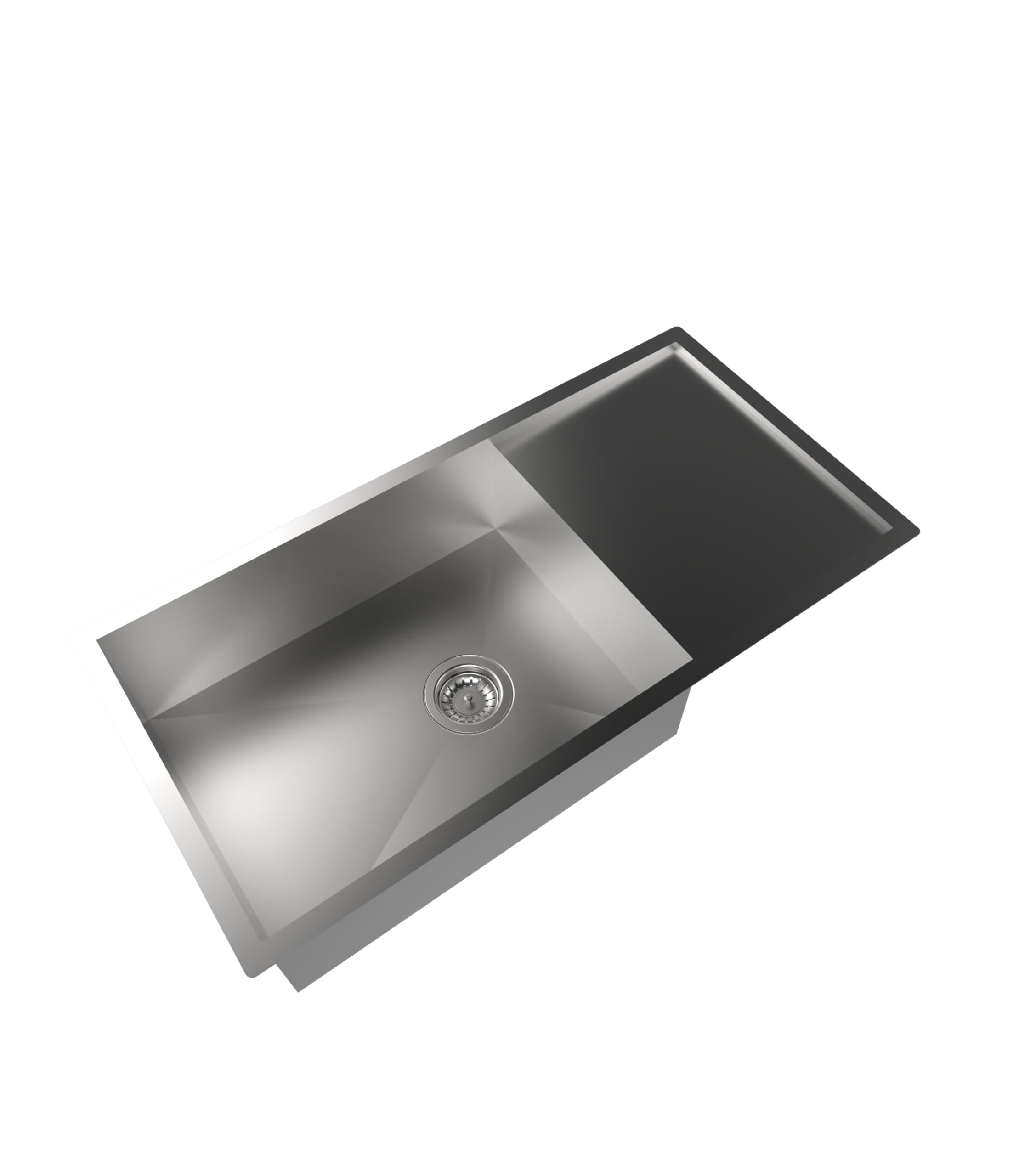 - Carysil Quadro Series Zero Radius Single Bowl with Drainboard Kitchen Sink, Stainless Steel Kitchen Sink, 304 Coupling, Noise Reduction Design, Deep Bowl, Sloping Drain, 36x18x8 inches, Satin Finish