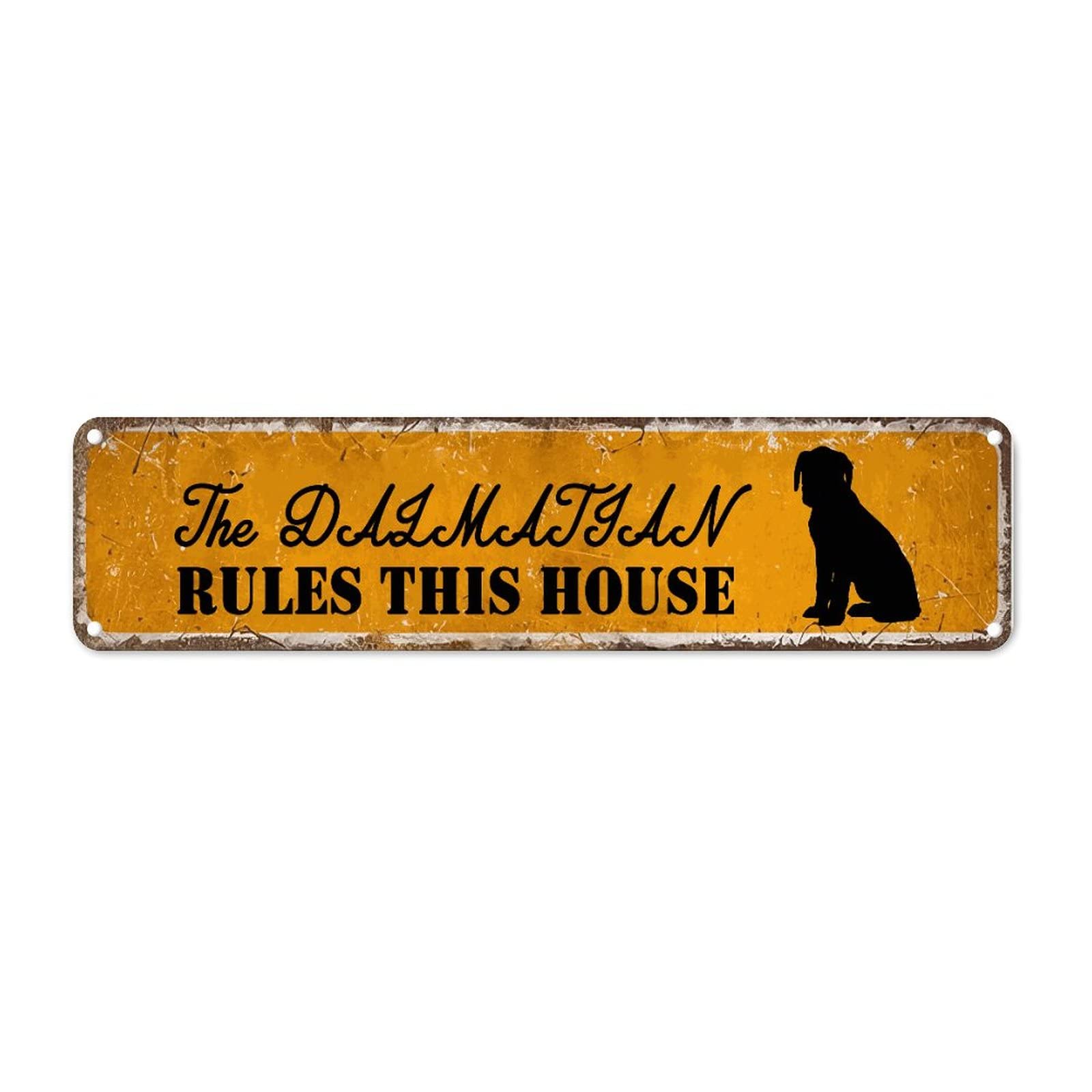 The Dog Rules This House Retro Tin Signs Aluminum Metal Sign for Home Pub Club Garden Wall Yard Funny Coffee Decor 4x16 Inch