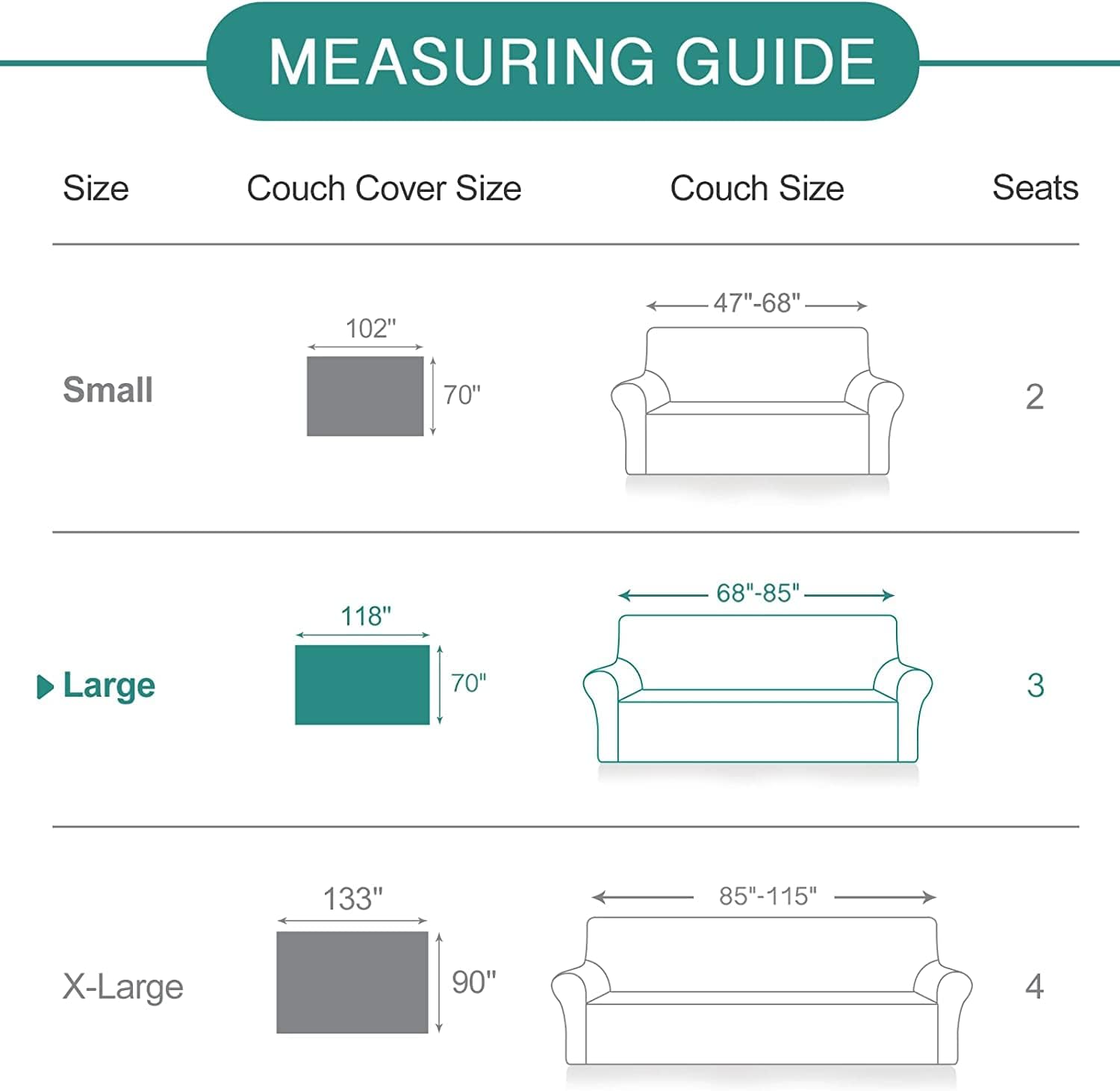 ROSE HOME FASHION Geometrical Sofa Cover, Couch Cover, Couch Covers for 3 Cushion Couch, Sectional Couch Covers, Sofa Covers for Living Room, Couch Covers for Dogs, Couch Protector(Large:Dark Grey) : Everything Else