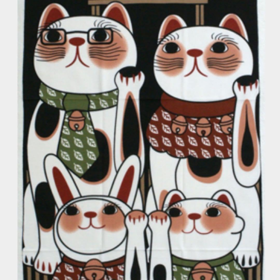 福招き猫 タオル お月見 タオル 日本製 福招きねこ