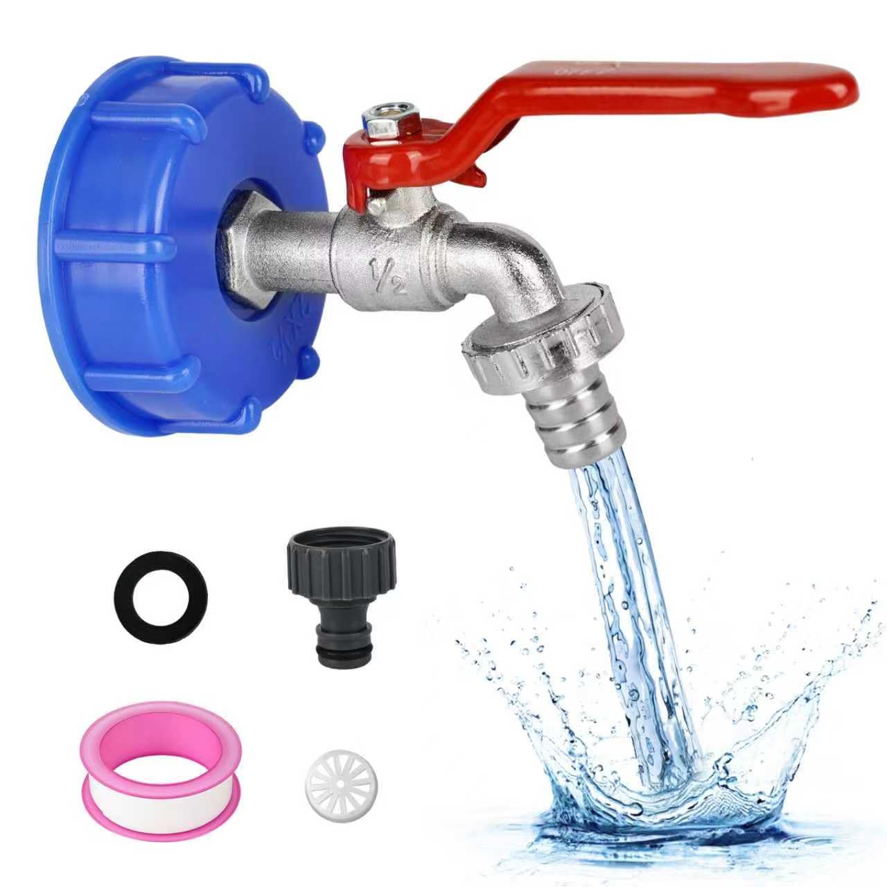 XCWTBL 1/2" Leakproof Brass IBC Tank Fittings IBC Tank Adapter IBC Tank Valve for S60x6 Water Storage Tank Tap Tank Garden Hose Connector Replace Valve Fitting Parts