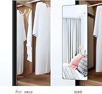 Vista 4 de Espejo de armario con marco de aluminio, pantalla ancha, esquinas redondeadas, espejo de tocador incorporado