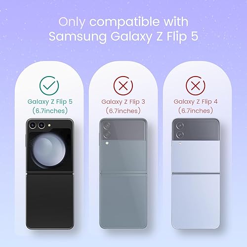 Miniatura 2 de Maxdara Funda para Z Flip 5 con protección de bisagra con protector de pantalla frontal de vidrio incorporado, soporte de carga inalámbrica a prueba