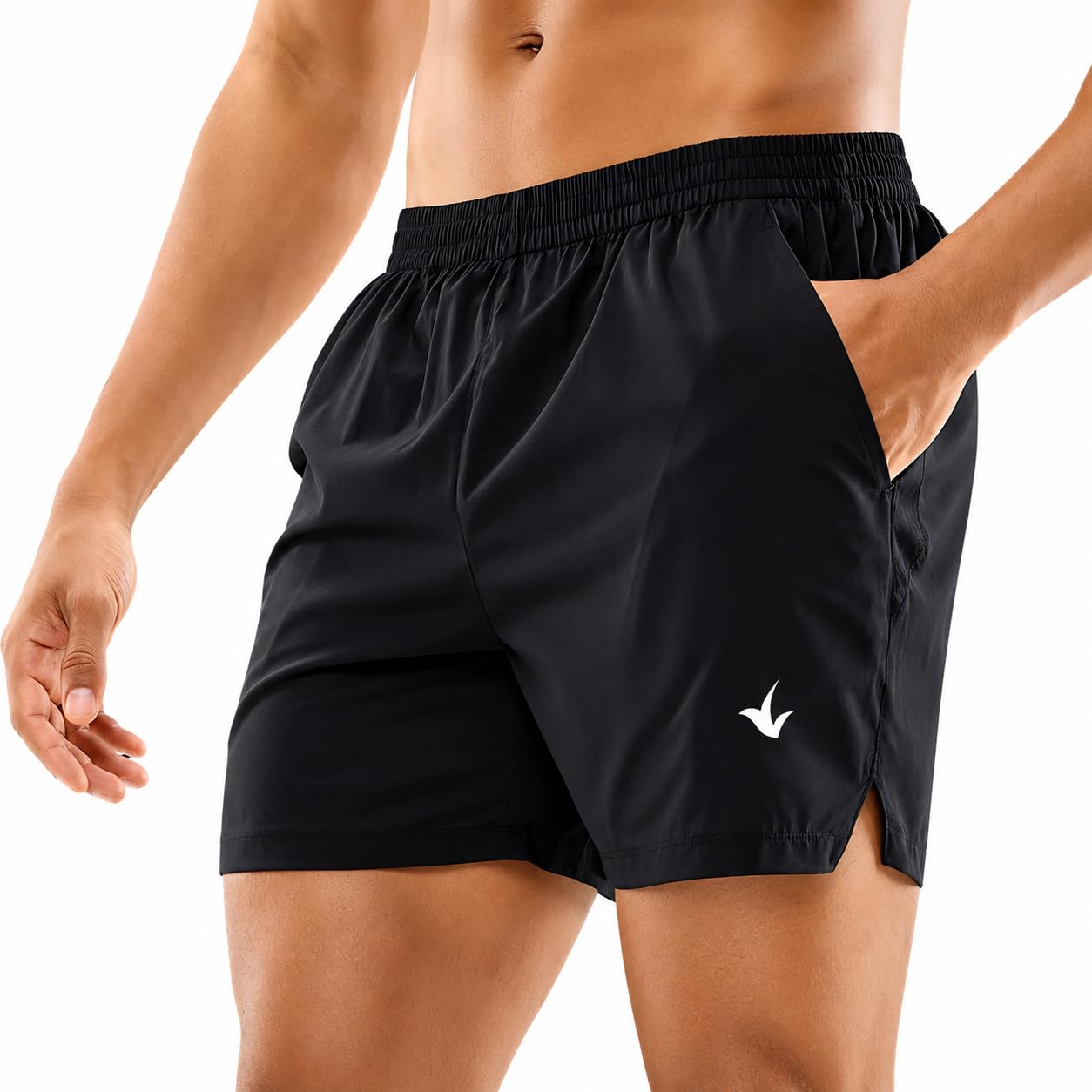 Men's Black Sports Shorts | Baggy Gym Shorts for Workout, Training, Running & Fitness | Comfortable Basic Athletic Casual Shorts-M-image-16