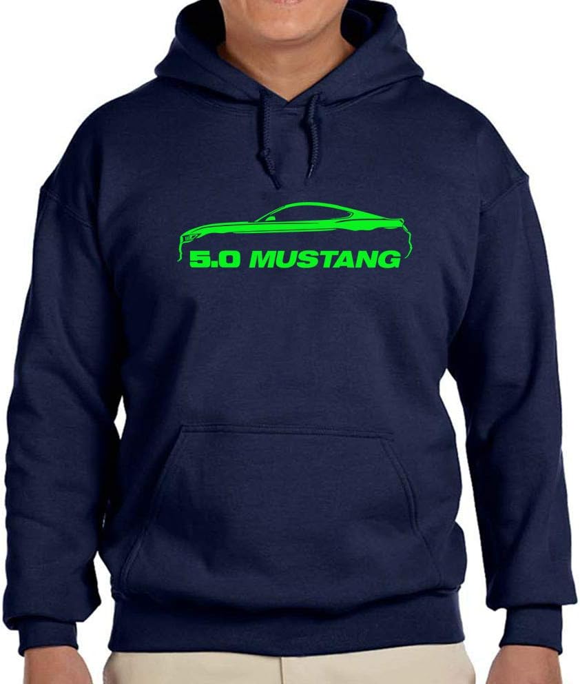 2015-18 Ford Mustang GT 5.0 Coupe Classic Green Color Outline Design Hoodie Sweatshirt
