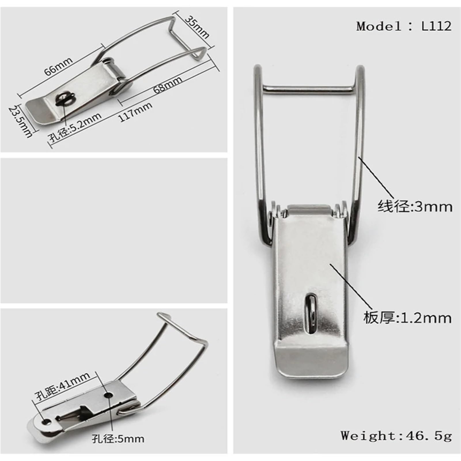 Federbelastetes Haspenschloss aus Edelstahl for Schrankkästen, Schiebetüren und Werkzeugkästen – 1-teiliger Knebelverschluss(201 Stainless Steel)