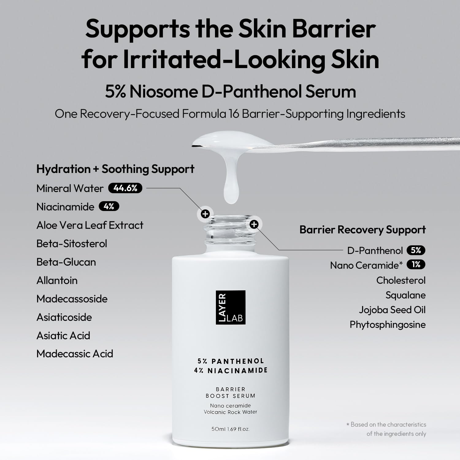 LAYERLAB Barrier Boost Serum, Panthenol Niacinamide Face Serum, 1.69 fl oz