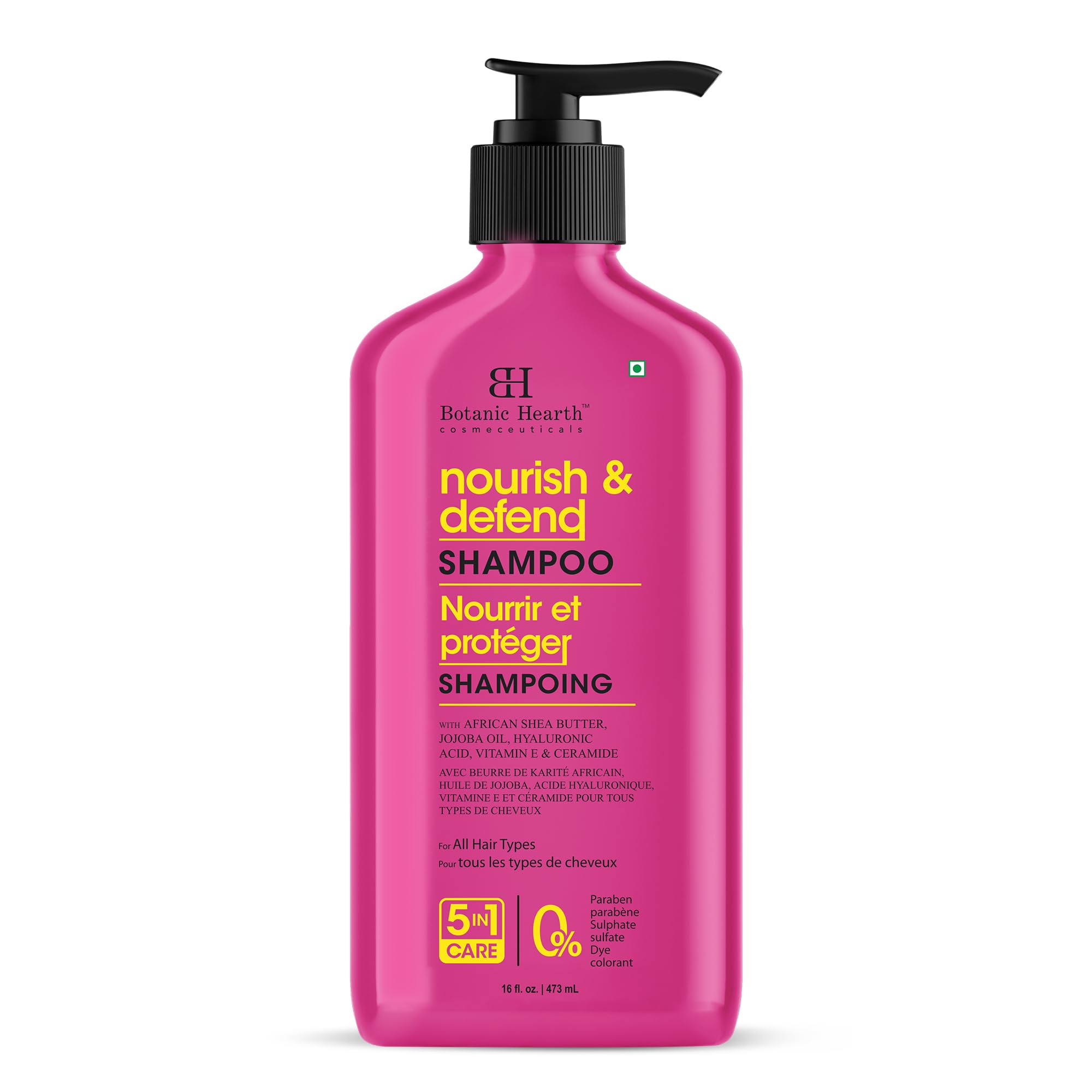 Botanic Hearth Nourish & Defend Shampoo 16 fl. oz | African Shea Butter, Jojoba Oil, Hyaluronic Acid, Vitamin E & Ceramide | Hydrating & Strengthening | For All Hair Types | Paraben & Sulfate-Free