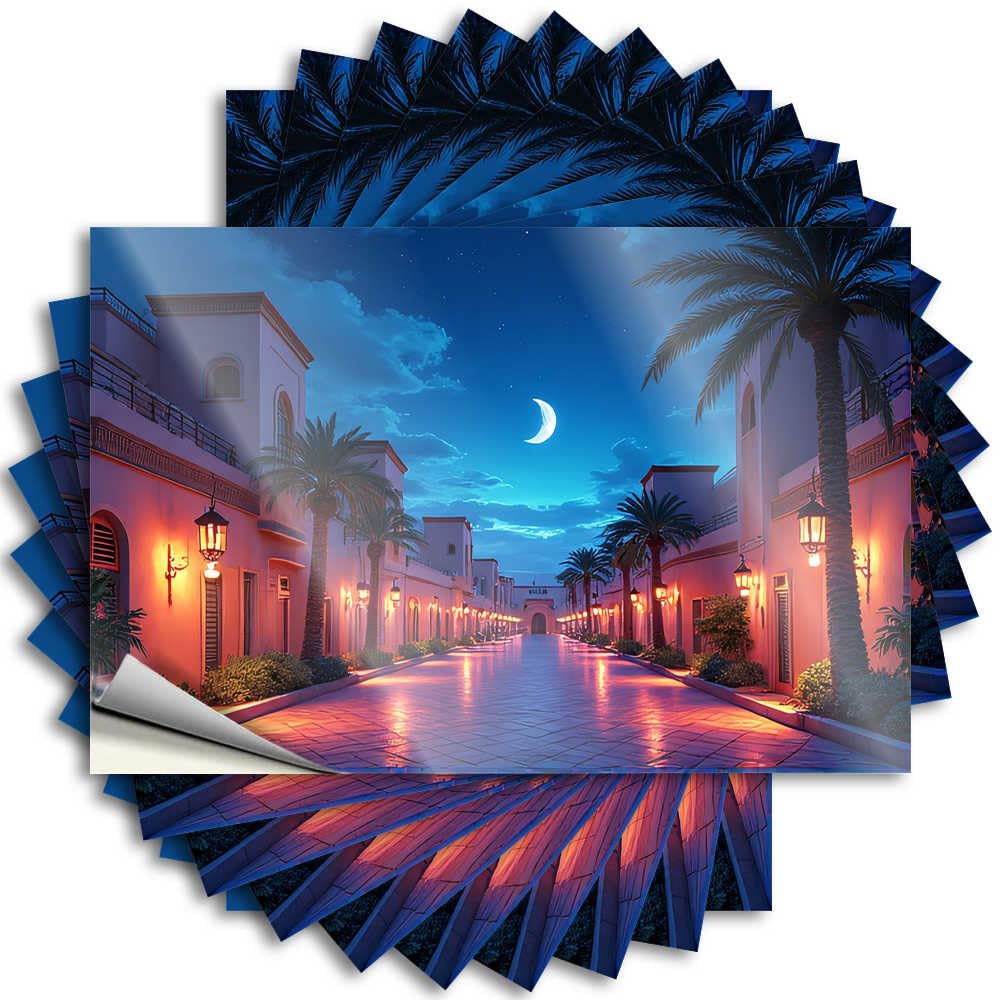 Fzfn Colour Tattoo Garage Lover Night Walk In The Palm-Lined Street For Gamer - Porch Decorations Easy Peel Removable(12X18cm)