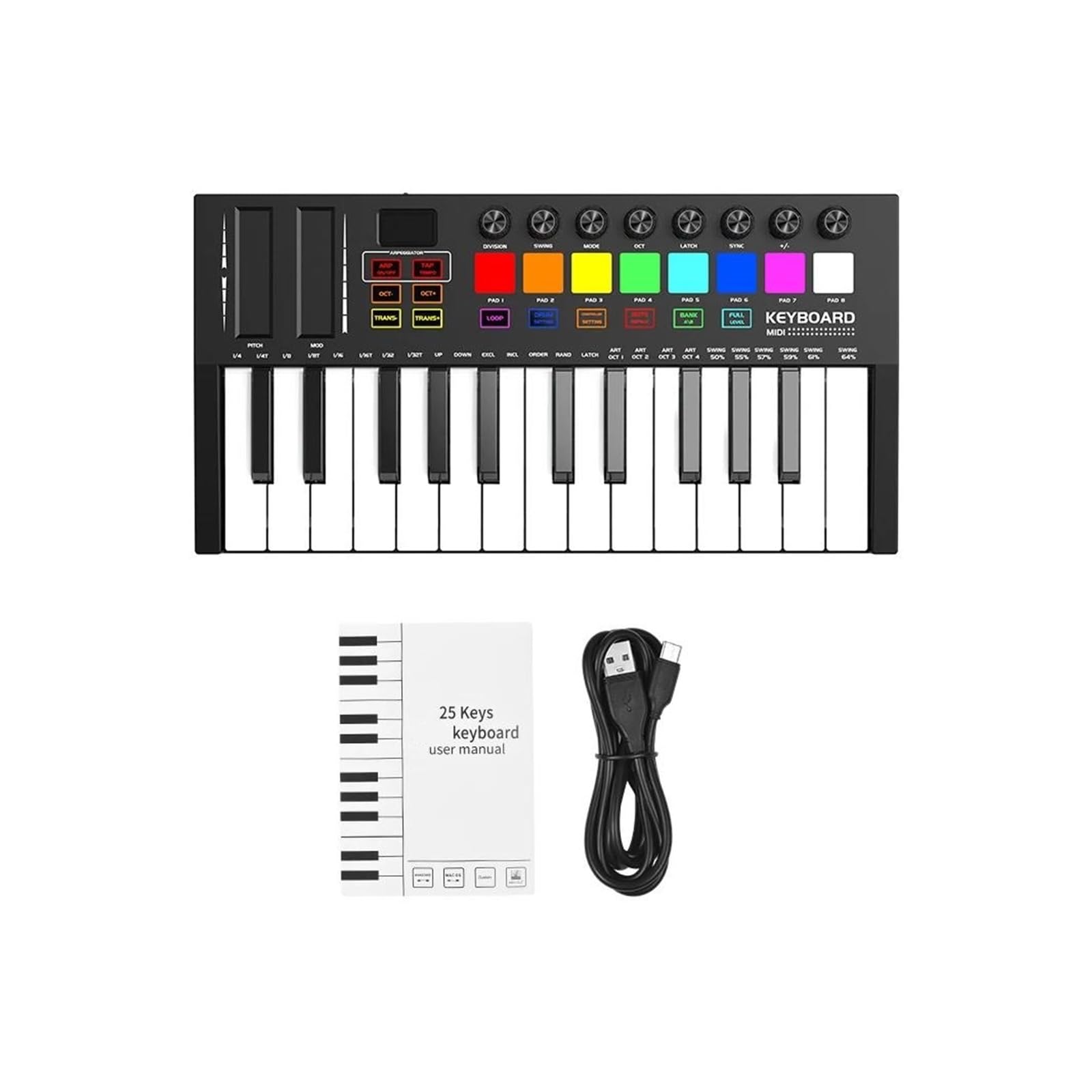 elettronica Piano Keyboard Tastiera Elettronica Professionale 25 Tasti Tastiera Pad Arranger Schermo Musicale Intelligente Portatile Tasti Con Manopola Regolabile