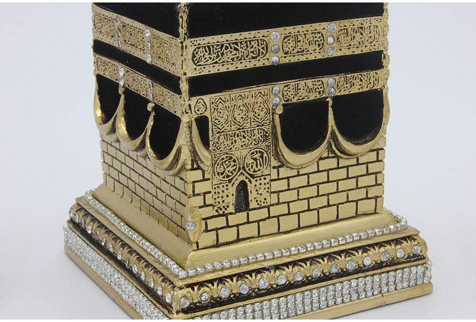 Modefa Islamic Turkish Home Table Decor Kaba Replica Model Showpiece Eid Gift Gold with Car Hanger (Gold, Small)