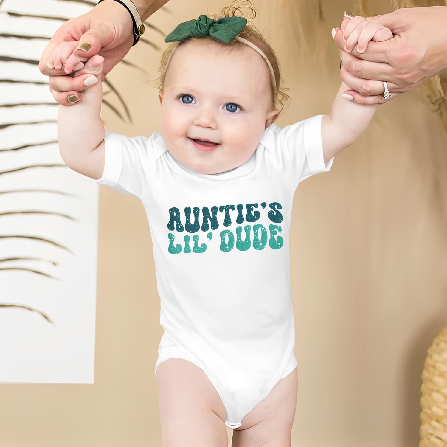 Ritatte Newborn Baby Girl Boy Onesie Infant Auntie's Lil' Dude Bodysuit Romper Unisex Funny Cute Aunt One-Piece Clothes 0-18M - Image 2